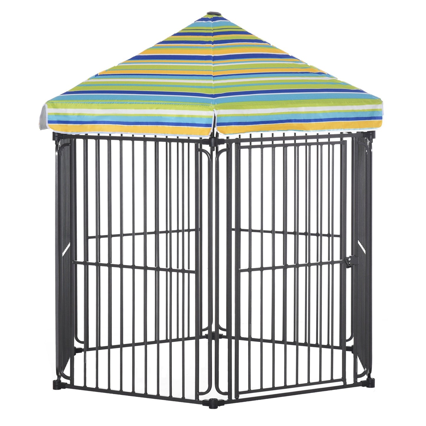 60" x 52" Heavy-Duty Outdoor Pet Cage Kennel with Weather-Resistant Polyester Roof, Locking Door, & Metal Frame