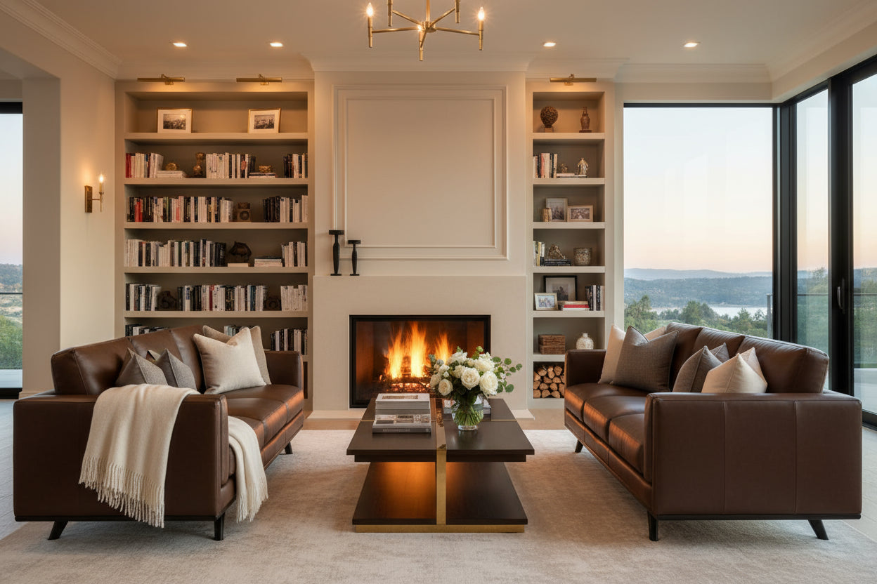 Jude Mid-Century Modern Leather Sofa Collection