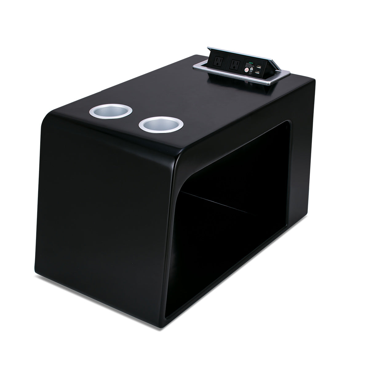 Svago Premium Zero Gravity Side Table – High-Performance Power Hub with Integrated Dual Cup Holders, AC/USB Charging Ports, and Matching Architectural Wood Finish