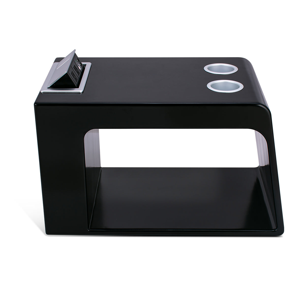 Svago Premium Zero Gravity Side Table – High-Performance Power Hub with Integrated Dual Cup Holders, AC/USB Charging Ports, and Matching Architectural Wood Finish