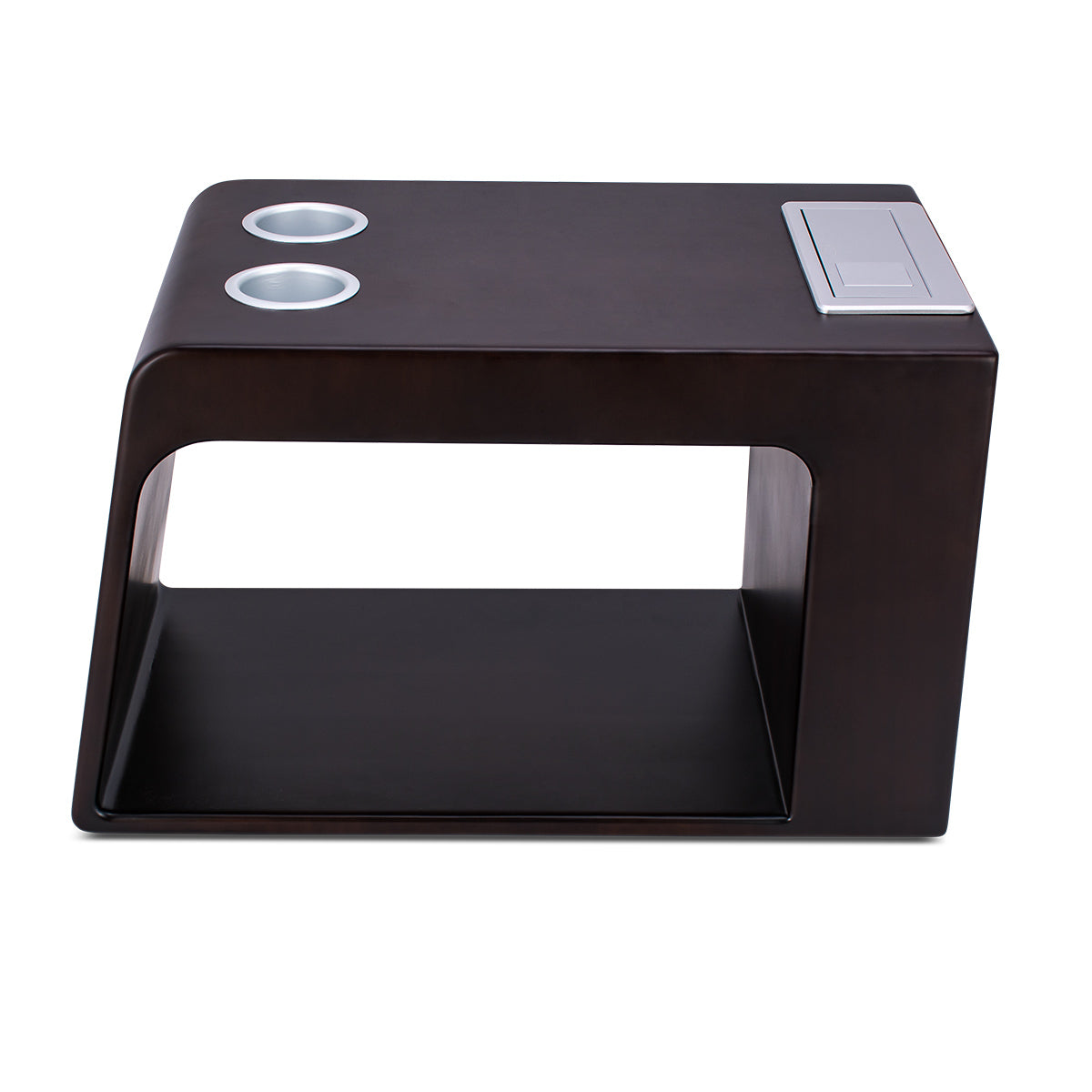 Svago Premium Zero Gravity Side Table – High-Performance Power Hub with Integrated Dual Cup Holders, AC/USB Charging Ports, and Matching Architectural Wood Finish